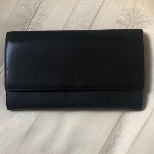 El Portal Minimal Black Leather Clutch